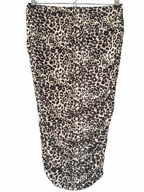 Vince Cammuto Leopard Print Side Ruched Pencil Skirt (Size XS)